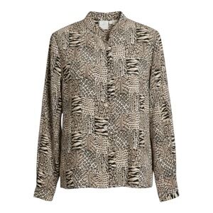 Vintage Jacqueline Ferrar Y2K 90s 100% Silk Animal Print Button Blouse Size 8